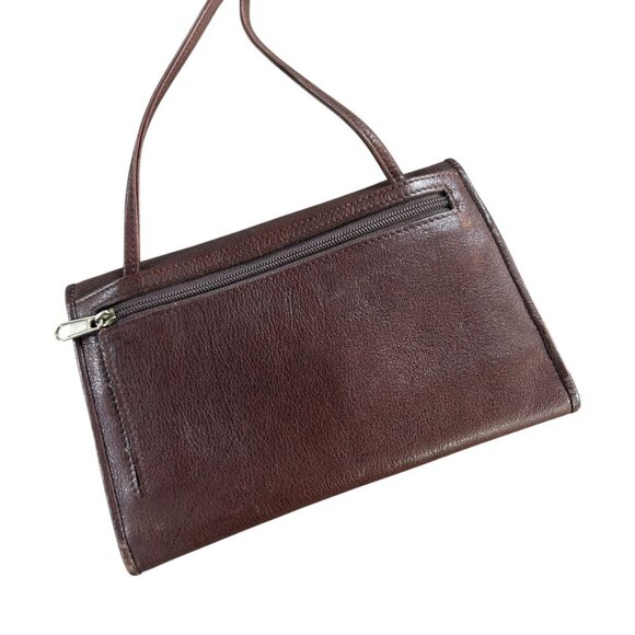 Boulder Ridge Brown Leather Folding Crossbody Bag Wallet - Picture 2 of 9